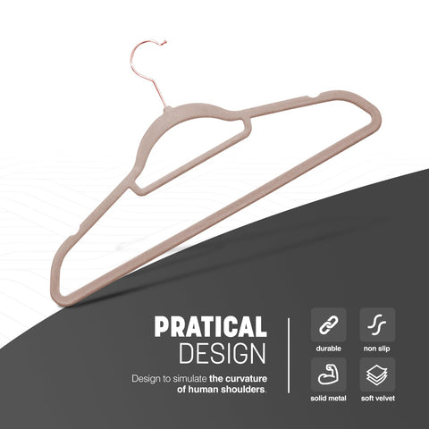 KEPLIN Velvet Hangers 20 Pack - Non-Slip Clothes Hangers with Tie Bar & 360° Hook - Durable & Sturdy, Space-Saving Wardrobe Organisers for Suits, Jackets & Clothes- Home Storage Solution (Blush Pink)