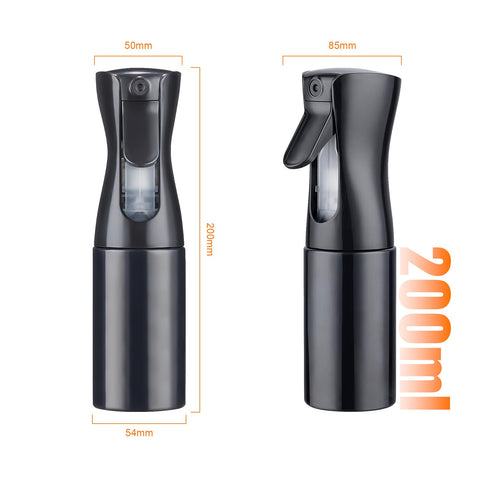 GRIFEMA 200ml Small Water Spray Bottles, Continuous Mist Empty Hair Spray Bottles for Cleaning, Curly Hair, Plants GE2001B-200B, Black