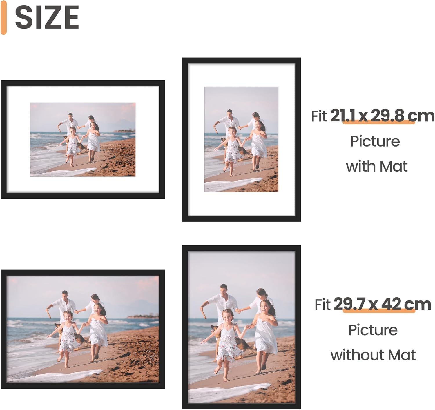 upsimples A3 Picture Frame, 3 Pack Black Photo Frame, Wall Hanging Picture 29.7 x 42cm