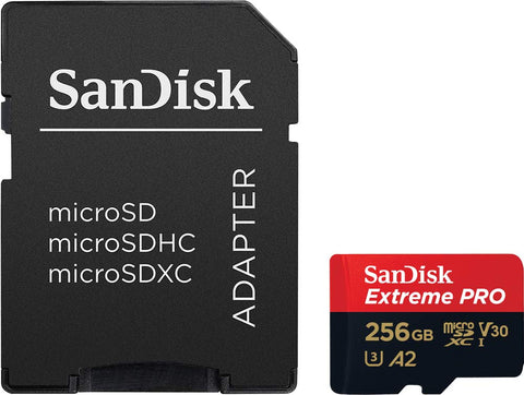 SanDisk 256GB Extreme PRO micro SD card + SD adapter, (For Smartphones, Action Cams, Drones, Speeds up to 200 MB/s) A2 App Performance + RescuePro Deluxe UHS-I, Class 10, U3,