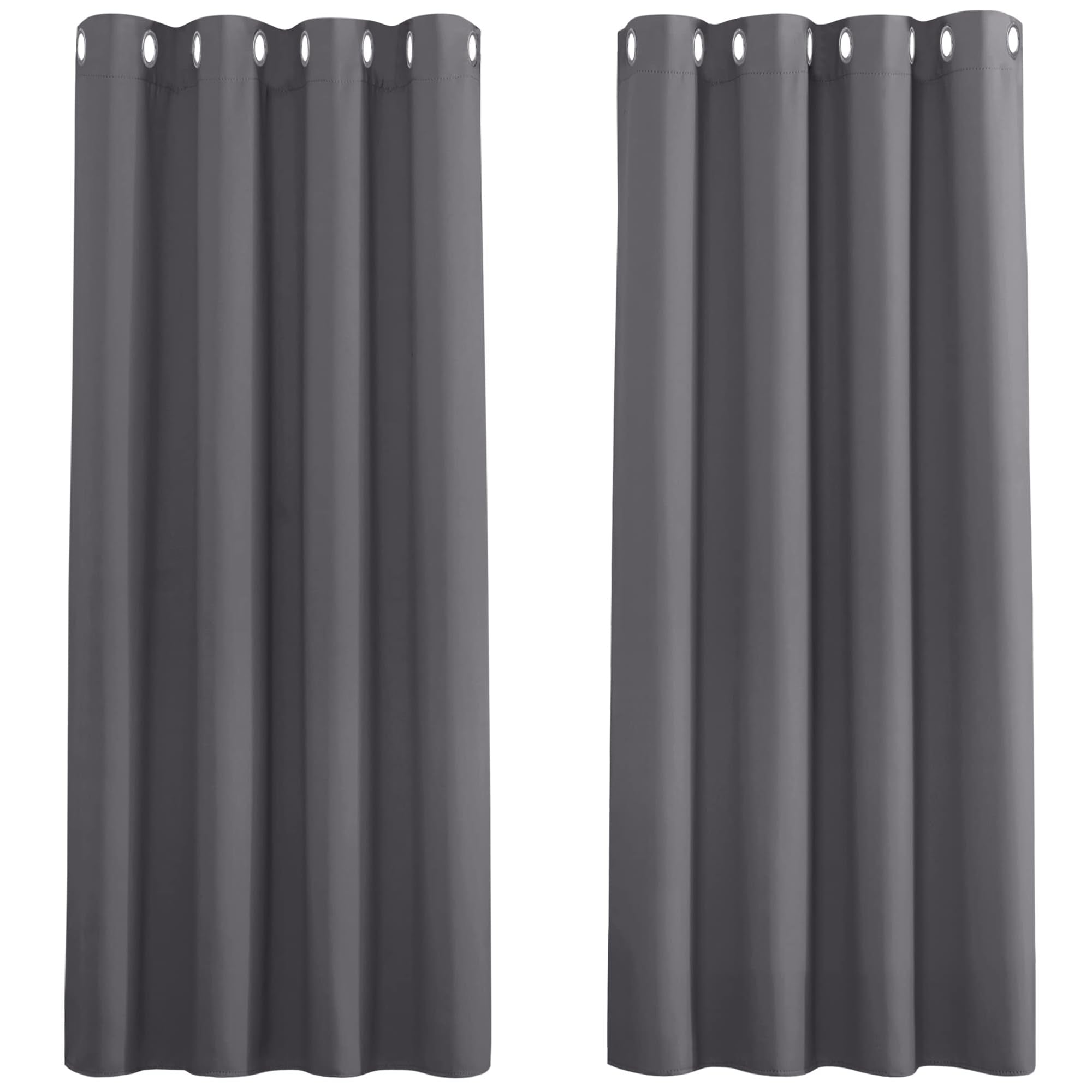 PONY DANCE Grey Blackout Thermal Insulated Curtains for Bedroom, 46 x 54 Inch Short Eyelet Curtains & Drapes, Soft Black Out 2 Panels for Window Living Room/Kitchen