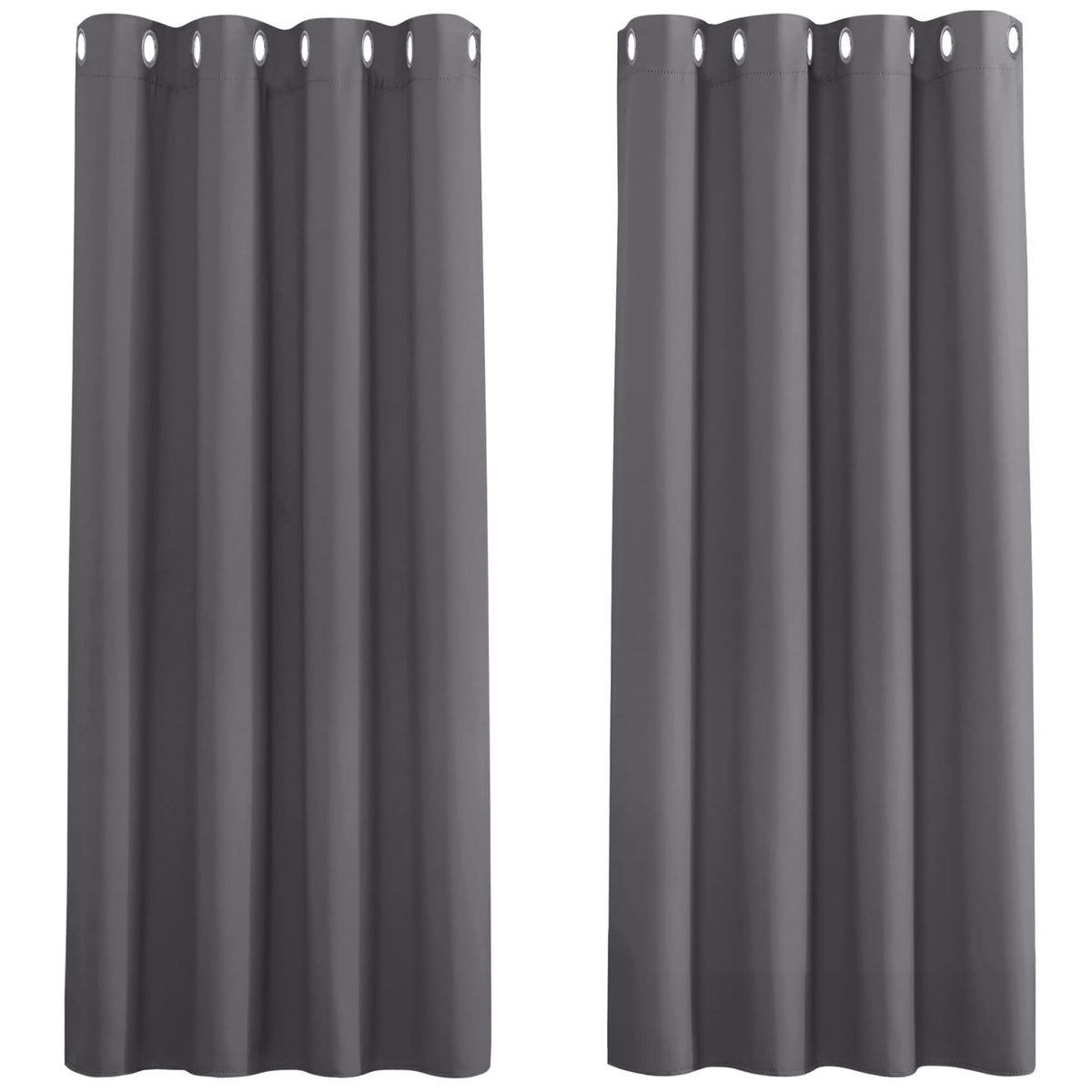 PONY DANCE Grey Blackout Thermal Insulated Curtains for Bedroom, 46 x 54 Inch Short Eyelet Curtains & Drapes, Soft Black Out 2 Panels for Window Living Room/Kitchen