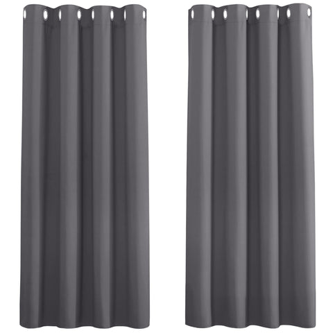 PONY DANCE Grey Blackout Thermal Insulated Curtains for Bedroom, 46 x 54 Inch Short Eyelet Curtains & Drapes, Soft Black Out 2 Panels for Window Living Room/Kitchen