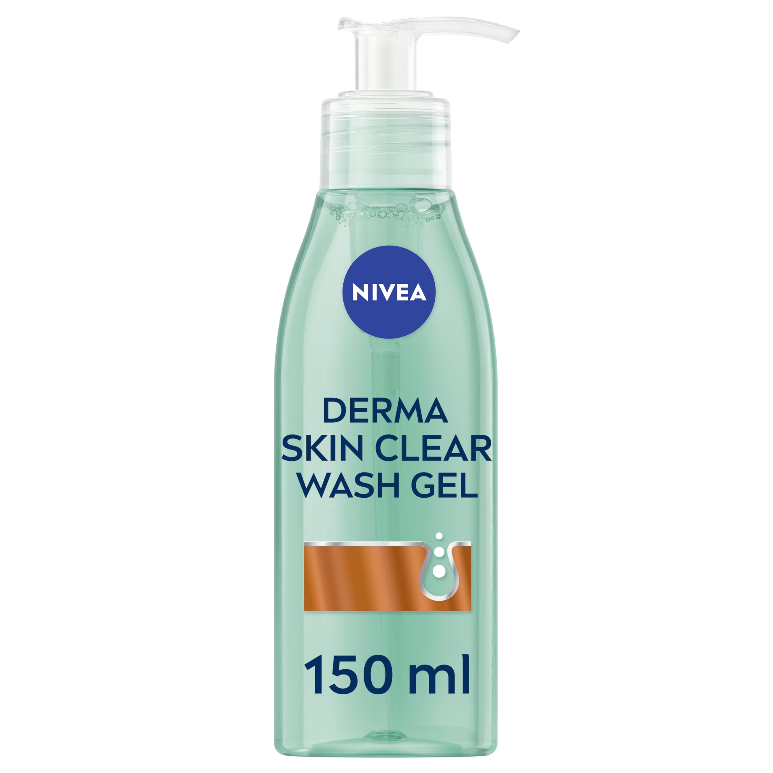 NIVEA Derma Skin Clear Wash Gel (150ml), Deep Cleansing Salicylic Acid Face Wash Enriched with Niacinamide to Cleanse Pores and Remove Impurities, For Blemish-Prone Skin