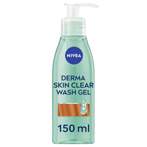 NIVEA Derma Skin Clear Wash Gel (150ml), Deep Cleansing Salicylic Acid Face Wash Enriched with Niacinamide to Cleanse Pores and Remove Impurities, For Blemish-Prone Skin