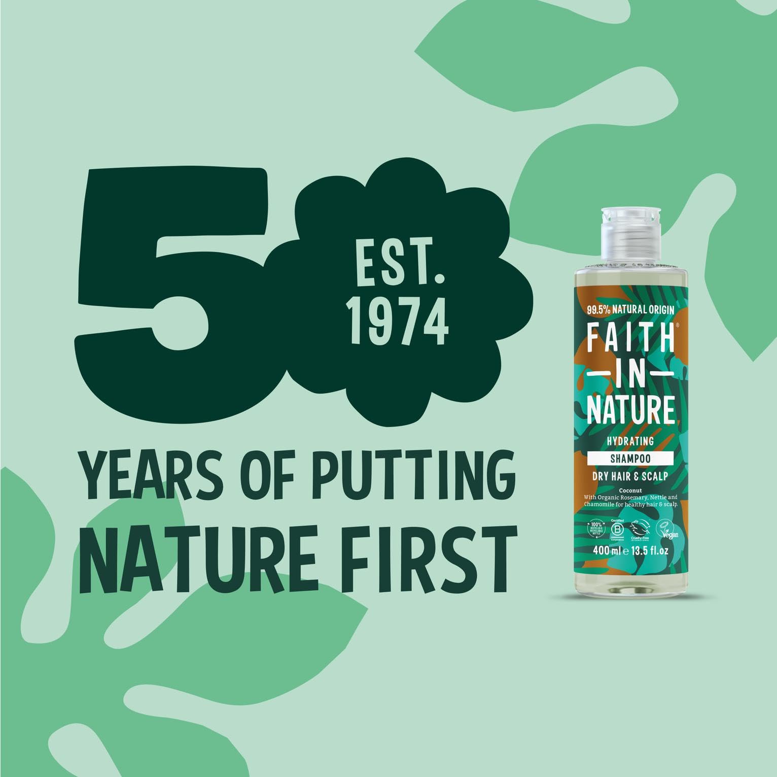 Faith In Nature Organic Coconut Shampoo, Hydrating for Dry Hair & Scalp, Vegan & Cruelty Free, No SLS, Silcones or Parabens, 400ml