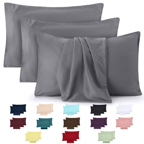 Utopia Bedding - Pillow Cases 4 Pack - Standard Size 50x75 cm - 100% Brushed Microfiber Pillowcases with Envelope Closure - Wrinkle, Fade, Stain Resistant Pillow Cases - Grey