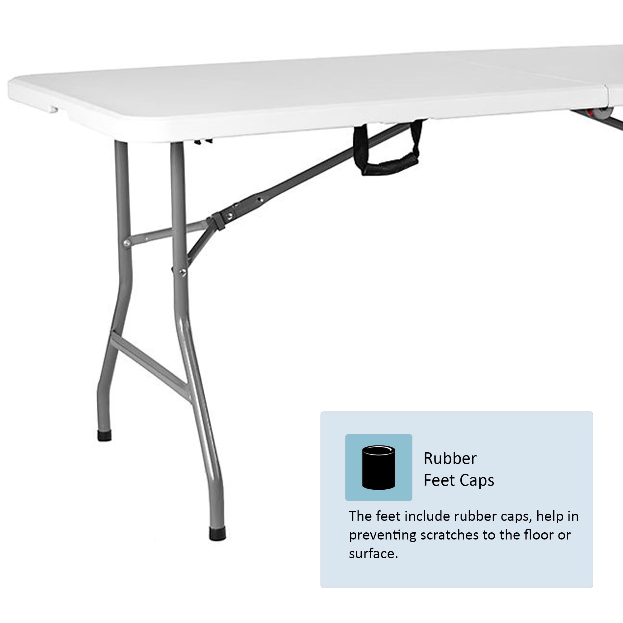 Home Vida Folding Table 6ft Heavy Duty Extra Strength Camping Buffet Wedding Market Garden Party Car Boot Stall Picnic Trestle Indoor Outdoor Foldaway Carry Handle