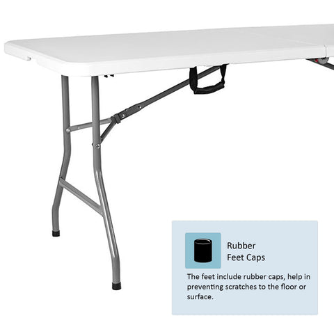 Home Vida Folding Table 6ft Heavy Duty Extra Strength Camping Buffet Wedding Market Garden Party Car Boot Stall Picnic Trestle Indoor Outdoor Foldaway Carry Handle