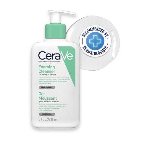 CeraVe Foaming Cleanser, Face & Body, With 3 essential ceramides, niacinamide & hyaluronic acid, For normal to oily skin, 236 ml/8 oz