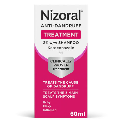 Nizoral Anti-Dandruff Treatment Shampoo, Treats and Prevents Dandruff, Clinically Proven to Control Itchy & Flaky Scalps, Contains Ketoconazole, 1 x 60ml