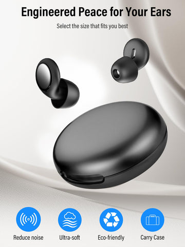 Ear Plugs for Sleep Noise Cancelling - 45dB, Customized Soft Earplugs for Concert, Reusable Waterproof Sleep earplugs for Travel/Work, with 8 Tips(S, M, L Size and Dual-Layer Earplug), Black
