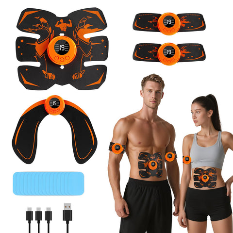 Dresz EMS Muscle Stimulator, Abs Stimulator Full Body with 8 Modes & 19 Intensities, Portable Electronic Toning Belts,16 Water Gel, Abs trainer For Abdominal/Arm/Leg/Hip Training, Unisex