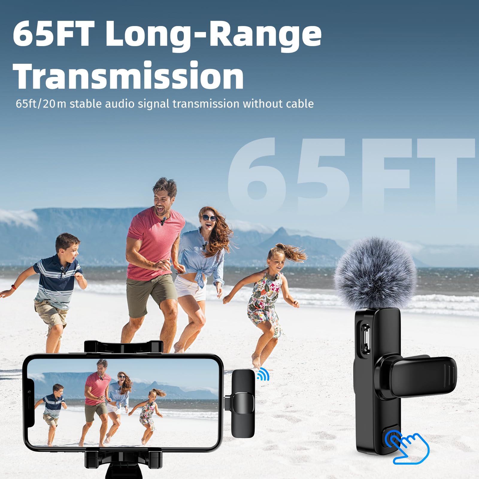 Wireless Lavalier Microphone for iPhone Android，2 Mini Lapel Microphones for Video Recording/LiveStream/YouTube/Online Meeting/TikTok (Black)
