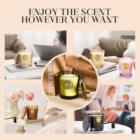 M&SENSE Scented Candles Gifts for Women 560g Mahogany Sandalwood, 2-Wick Natural Soy Wax Large Candle 110H Long Burning, Aromatherapy Candle Gift for Men, Perfect Halloween Christmas Birthday Gifts