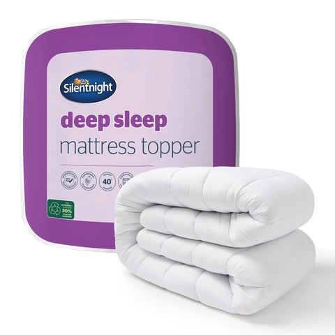 Silentnight Deep Sleep Mattress Topper Double Bed - Soft Supportive Comfortable Durable Bed Topper with Easy Fit Elasticated Straps - Hypoallergenic and Machine Washable - Double - 190x135cm