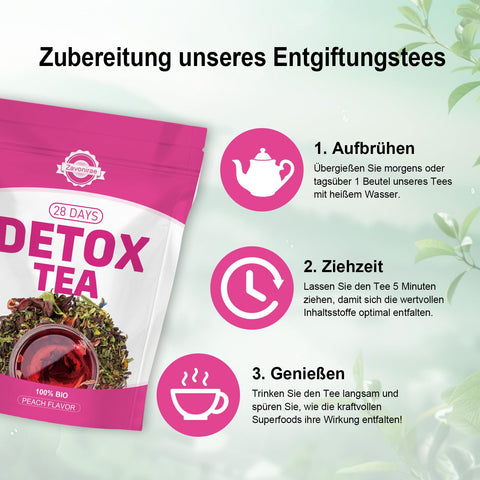 Detox Tea - 56 Days Herbal Tea | Natural Wellness Tea with Green Tea & Dandelion | Gentle Cleanse & Metabolism & Healthy Weight Support | Vegan, Caffeine-Free, Peach Flavour