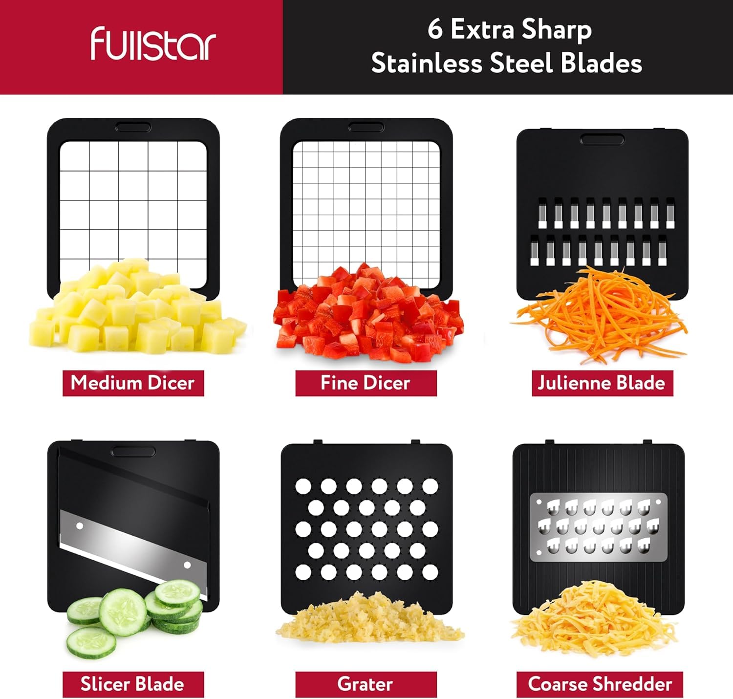 Vegetable Chopper Vegetable Cutter Mandoline Vegetable Slicer - Veggie Onion Salad Food Chopper Manual - Potato Chipper - Veg Chopper and Dicer - Kitchen Tools & Gadgets (6-in-1 Compact White)