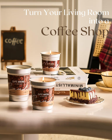 M&SENSE Coffee Candle 460g, Mocha Scented Candles, 99 Hours Long Burning Soy Wax, Strong Scented Candles for Kitchen, Cafe, Bedroom, Warm Gourmand Candle Gift for Men & Women