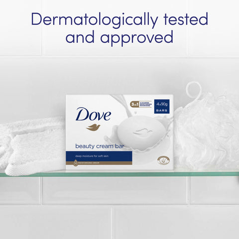 Dove Original Beauty Bar Soap with ¼ moisturising cream for softer, smoother, healthier-looking skin 4x 90 g