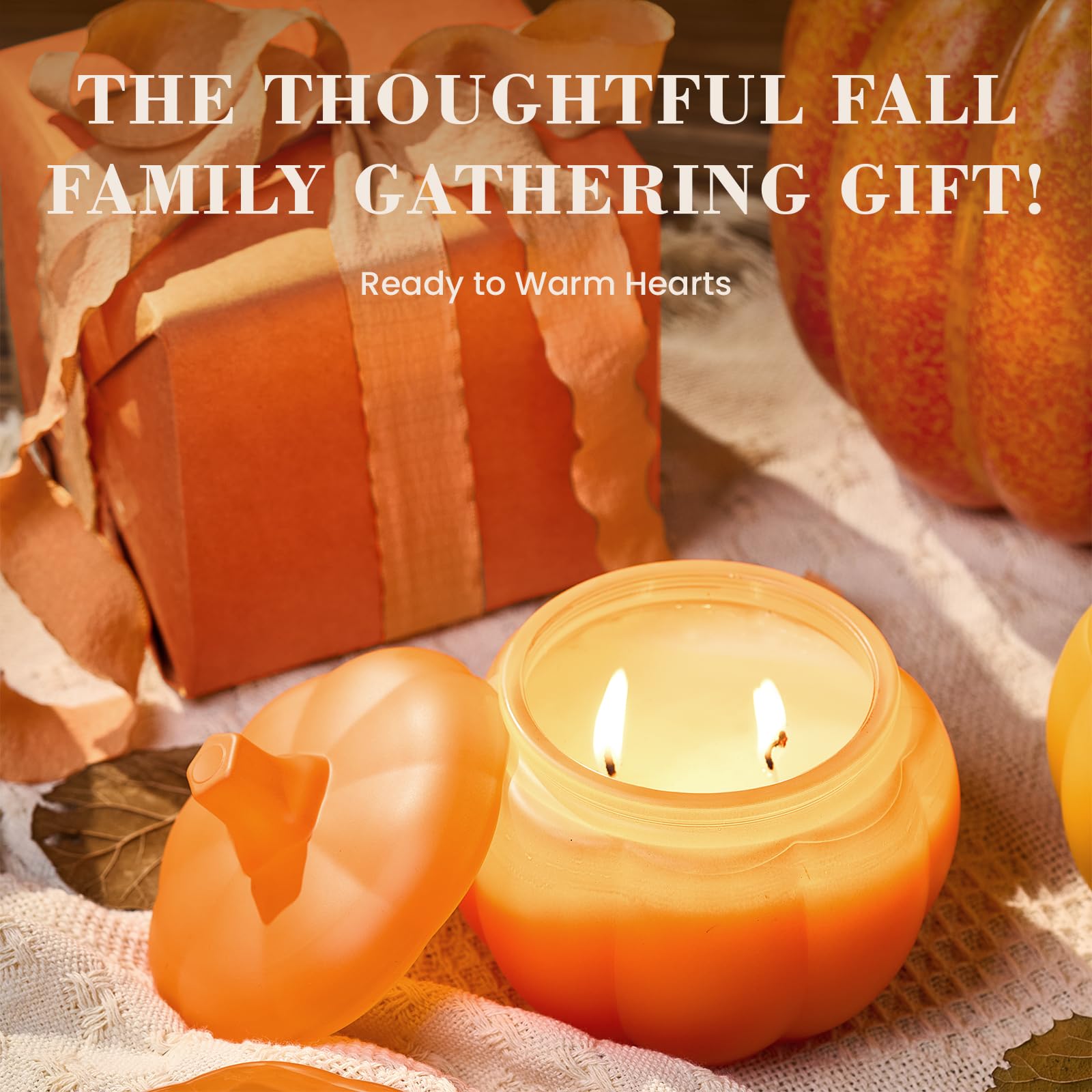 M&SENSE Halloween Pumpkin-Shaped Scented Candles 410g Autumn Pumpkin Spice Candle Pumpkin Apple Pie 85Hours Long Burning Natural Soy Candle for Gift Thanksgiving Halloween Party
