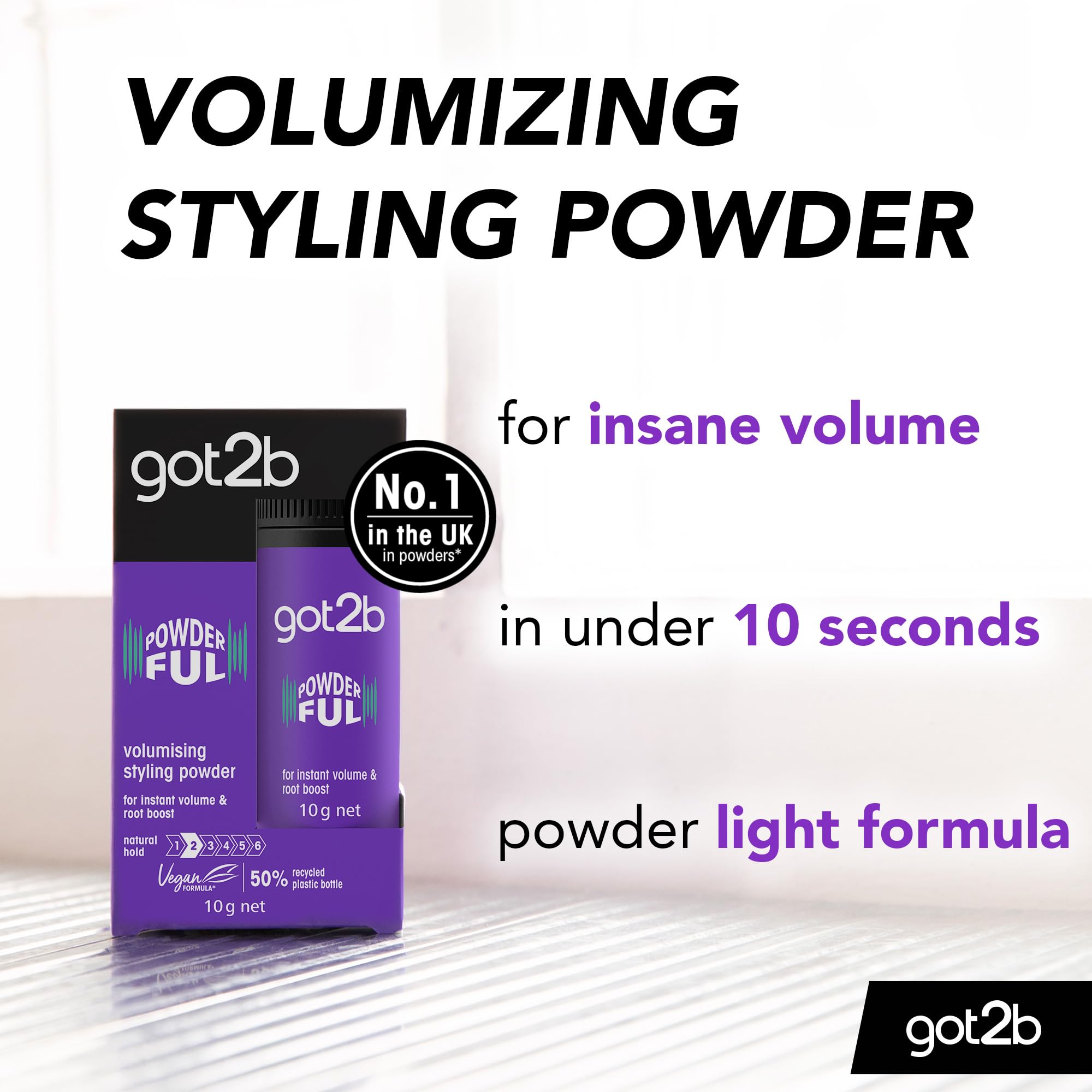 got2b POWDERful Volumising Styling Powder 10 g, Natural Hold, Powder Hair Styling, Volumising Styling Hair Powder, Instant Volume from the Roots, Vegan Formula