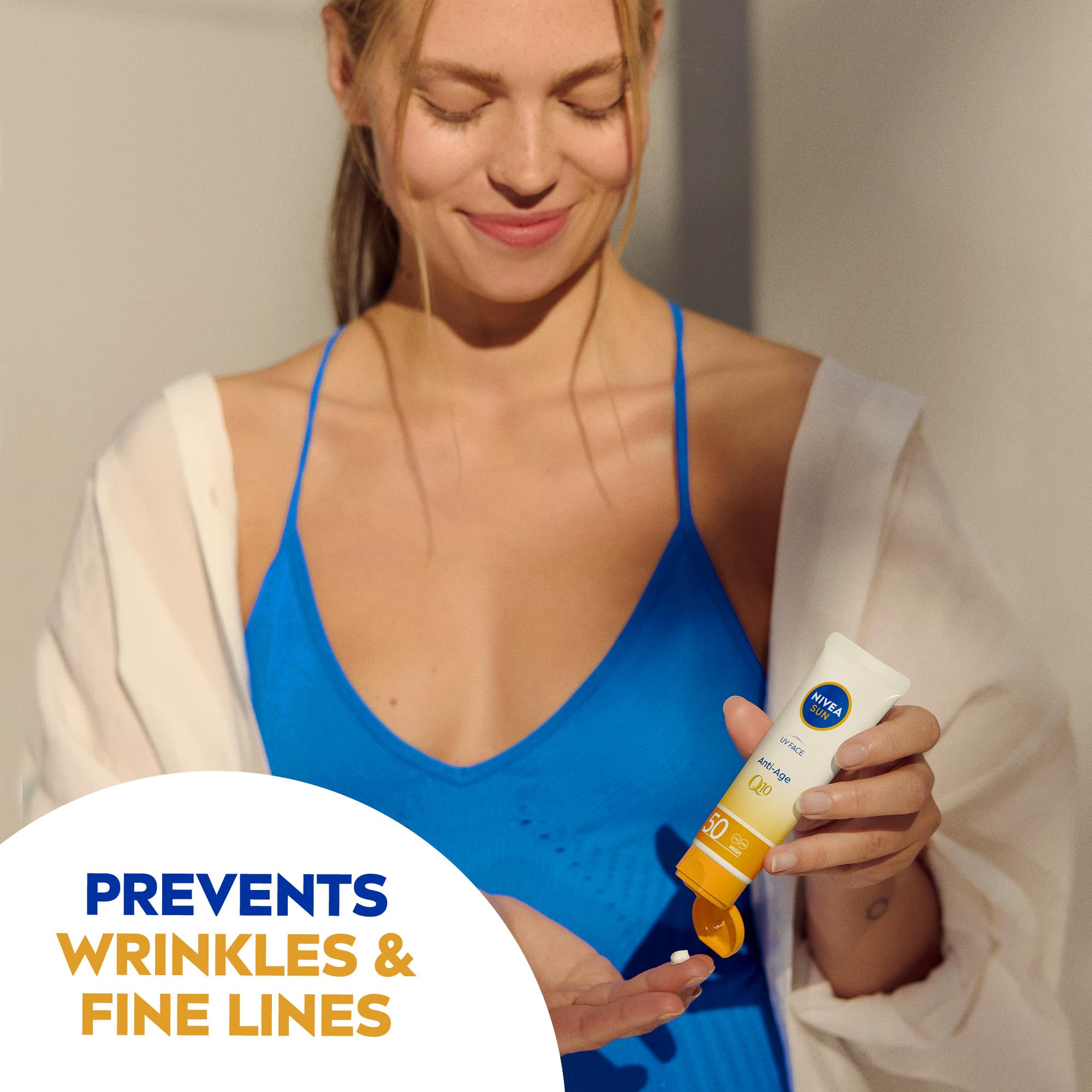 NIVEA Sun UV Face Anti-Age SPF 50 (50ml), Q10 Protects Against UVA/UVB Rays and Premature Skin Ageing, Anti-Ageing Cream, Fights Fine Lines and Wrinkles