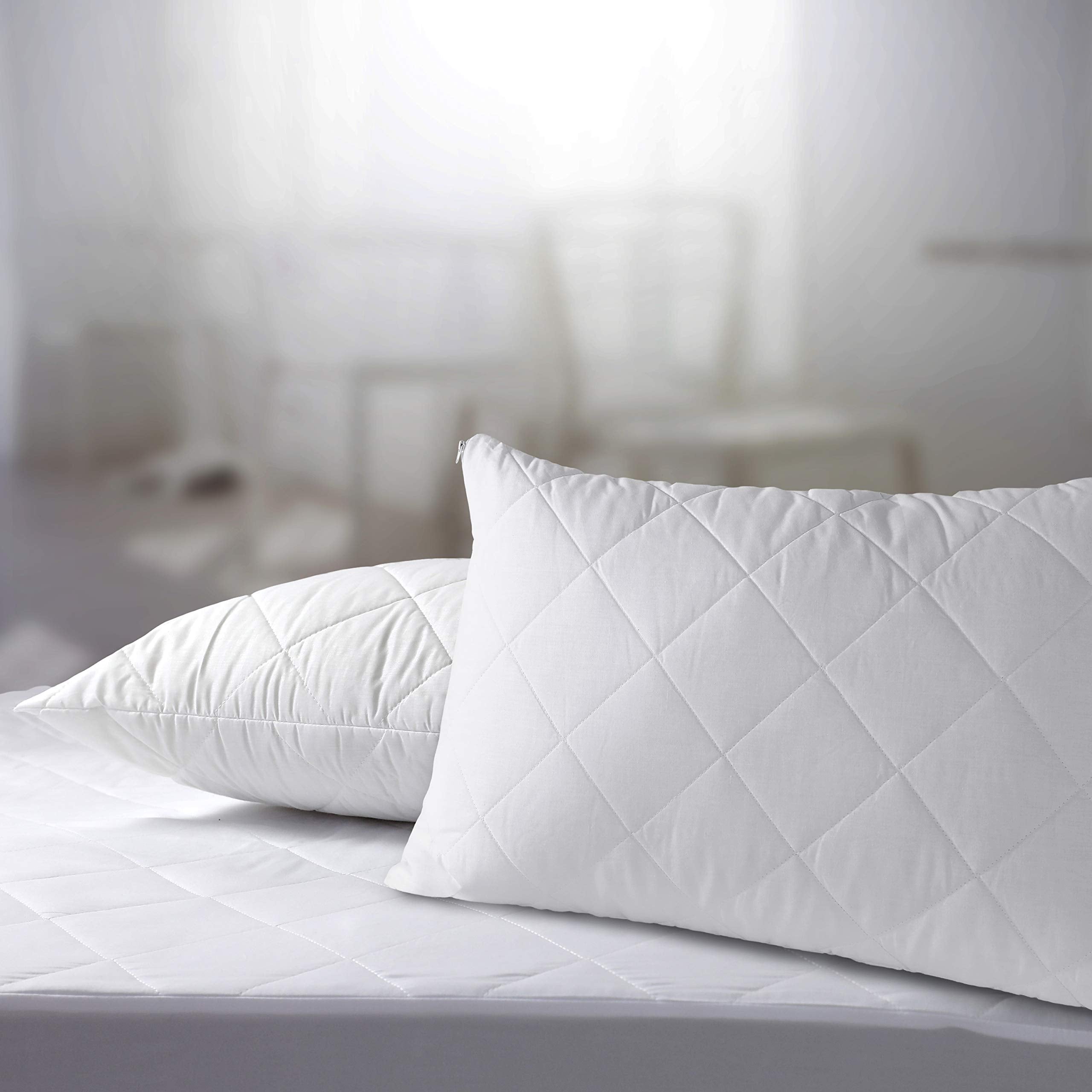 Adam Home Pillows 2 Pack Hotel Quality with Quilted Cover Hypoallergenic & Dust Mite Resistant Filling – Ideal for Stomach, Back and Side Sleepers Down Alternative Hotel Pillows