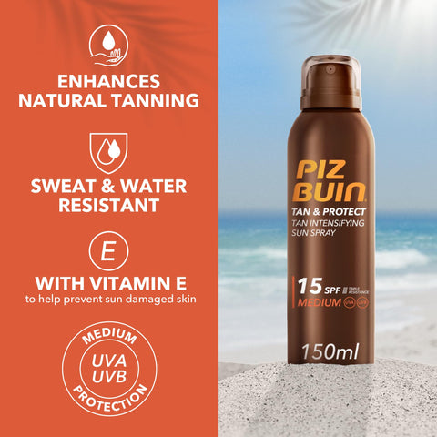 Piz Buin Tan and Protect Intensifying Sun Spray SPF 15, 150ml