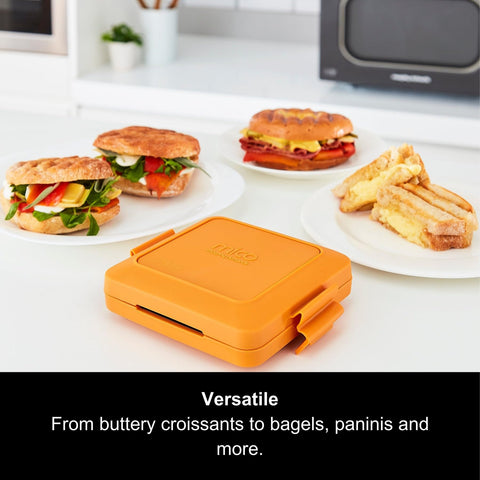 Morphy Richards Mico Microwave Toastie Sandwich Maker and Grill, Silicone Microwaveable Cookware, Non-stick Coating, Heatwave Technology, Compact, Dishwasher Safe, Quick/Easy Cooking, Orange, 511644