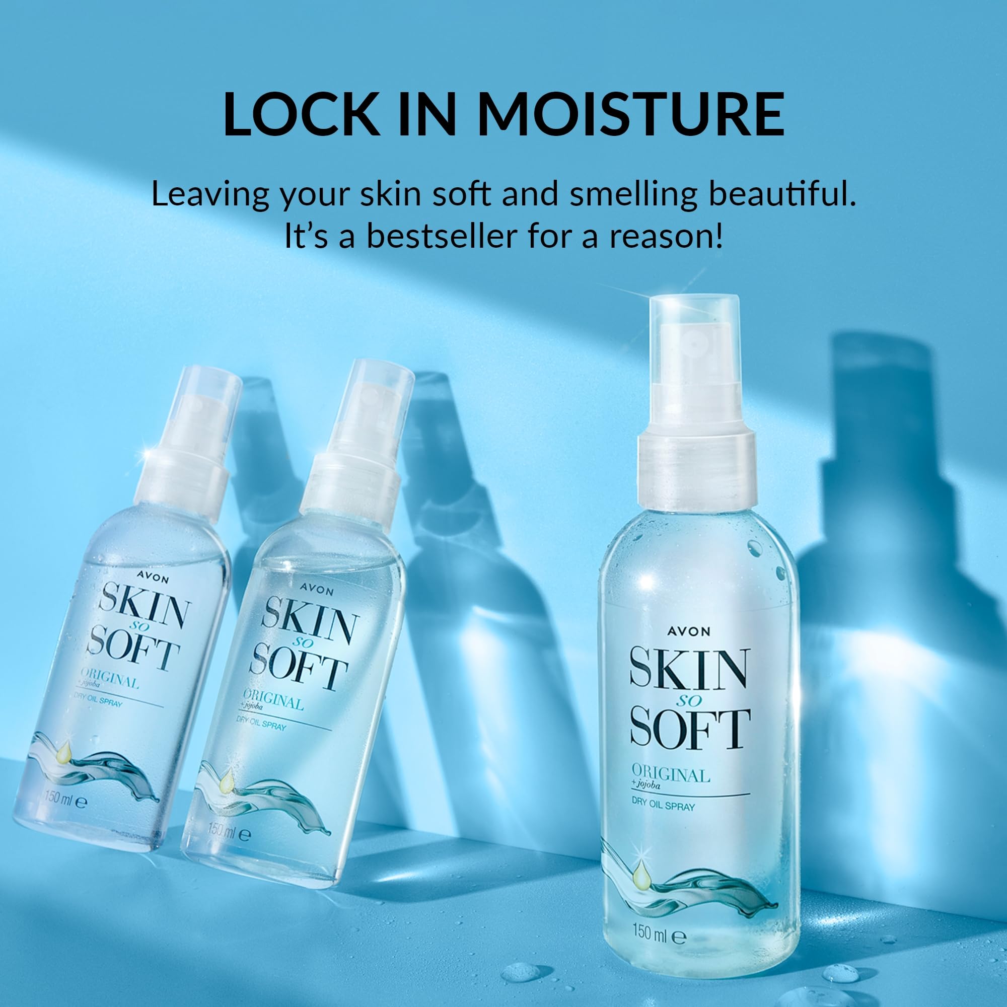 Avon Skin So Soft Dry Oil Spray 150ml | Locks in Moisture | Formulated with Jojoba Oil and Vitamin E | Quick Dry Formula | Cruelty Free,Clear