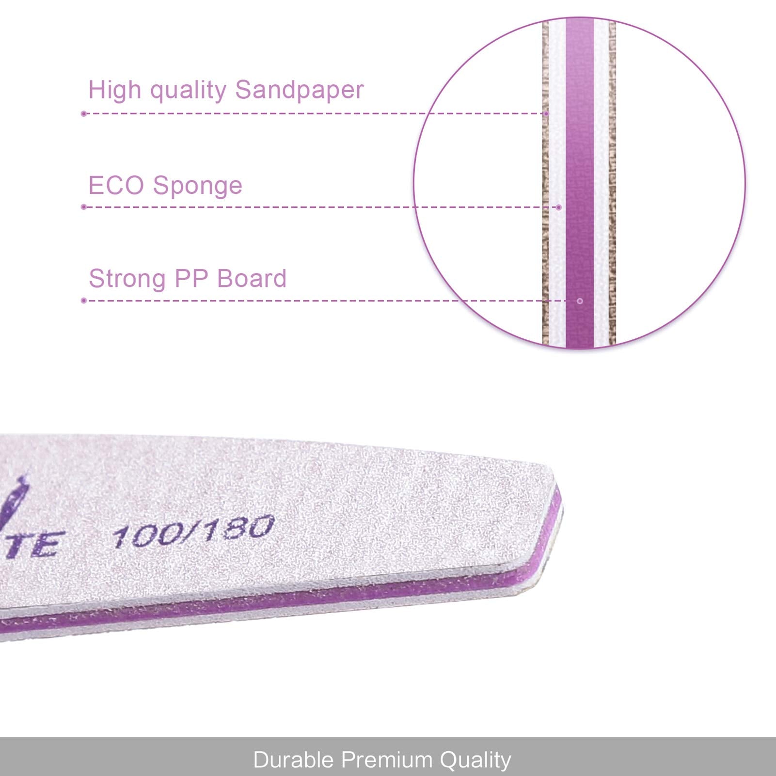 10 PCS Professional Nail Files Double Sided Emery Board(100/180 Grit) Nail Styling Tools Pet Grooming Tools for Home and Salon Use