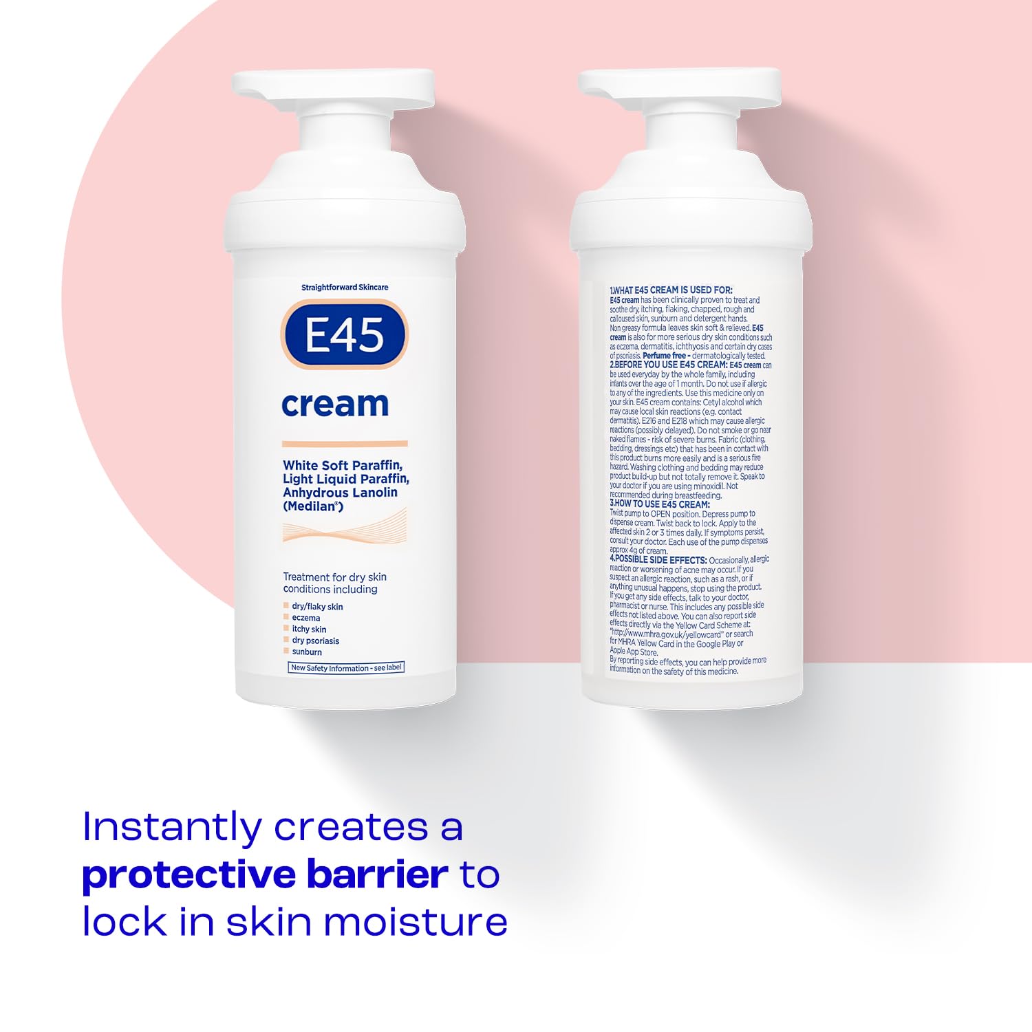 E45 Cream 500 g – E45 Cream for Dry, Irritated Skin – Moisturiser to Soothe Dry & Sensitive Skin - Dermatologically Tested Eczema Dermatitis Cream – Non-Greasy Body Face Hand Cream – Clinically Proven
