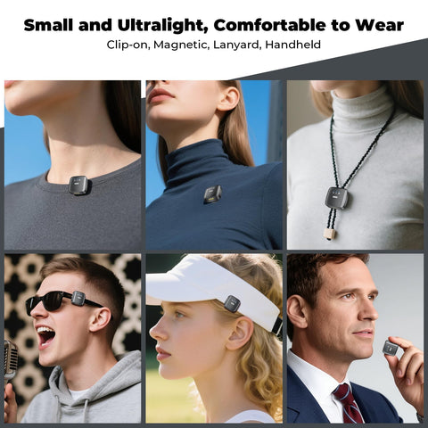 QINOJA Mini Wireless Lavalier Microphone - Ultra Compact Magnetic Clip, Lapel Mic for Vlog Interview Podcast Studio, Plug-Play Noise Reduction