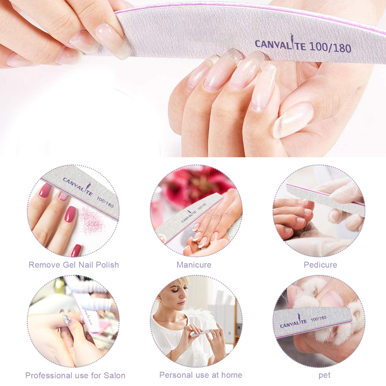 10 PCS Professional Nail Files Double Sided Emery Board(100/180 Grit) Nail Styling Tools Pet Grooming Tools for Home and Salon Use