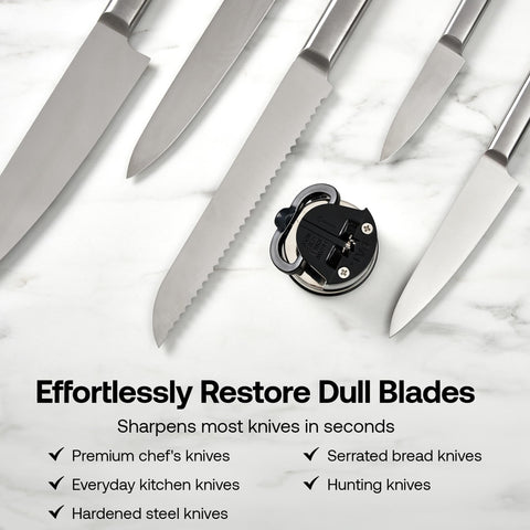 AnySharp Knife Sharpener, Hands-Free Safety, PowerGrip Suction, Safely Sharpens All Kitchen Knives, Ideal for Hardened Steel & Serrated, World's Best, Compact, One Size, Silver