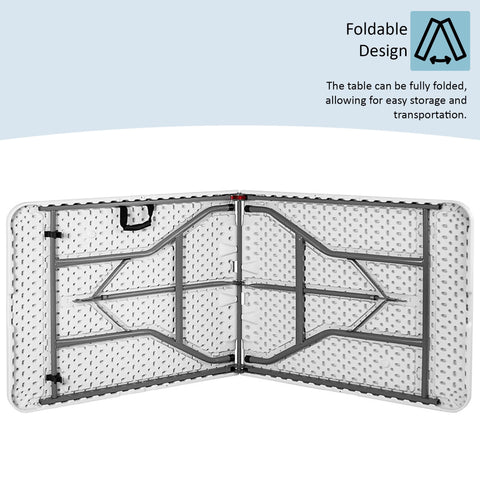 Home Vida Folding Table 6ft Heavy Duty Extra Strength Camping Buffet Wedding Market Garden Party Car Boot Stall Picnic Trestle Indoor Outdoor Foldaway Carry Handle