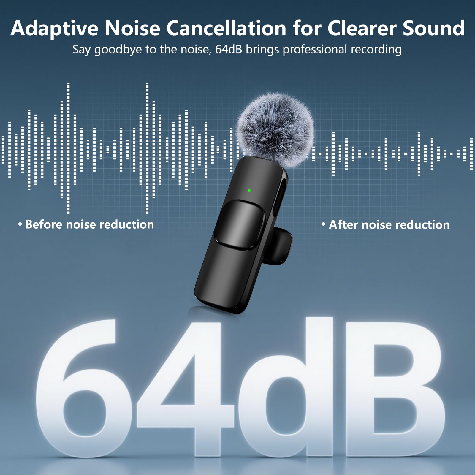 Wireless Lavalier Microphone for iPhone Android，2 Mini Lapel Microphones for Video Recording/LiveStream/YouTube/Online Meeting/TikTok (Black)