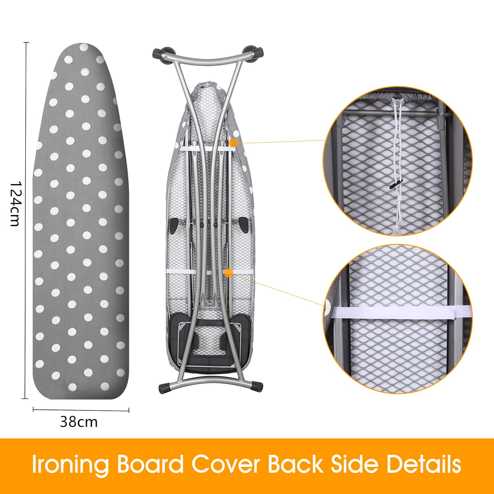 SHERWOOD Ironing Board Cover, 100% Cotton Cover with Thick Felt (Bubble, 124 x 38cm)