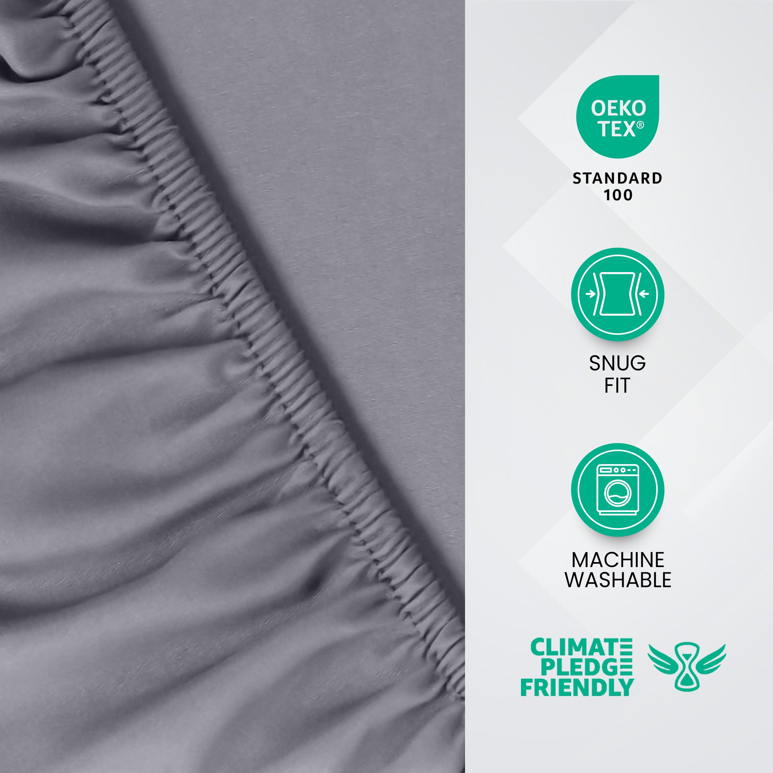 Utopia Bedding Fitted Sheet Double, Grey - Deep Pocket 14 inch (35 cm) - Easy Care - Soft Brushed Microfibre Fabric - Shrinkage and Fade Resistant - Bottom Sheet