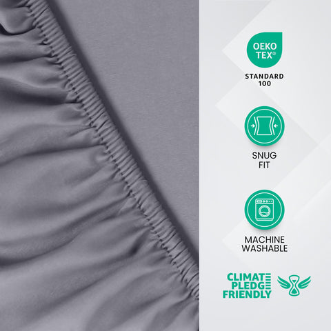 Utopia Bedding Fitted Sheet Double, Grey - Deep Pocket 14 inch (35 cm) - Easy Care - Soft Brushed Microfibre Fabric - Shrinkage and Fade Resistant - Bottom Sheet