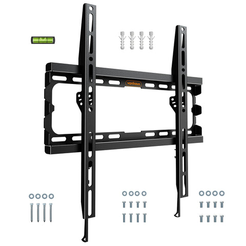 VonHaus TV Wall Bracket for 32-70" Screens, Ultra-Slim TV Bracket with Spirit Level, Flat to Wall Mount, 45kg Capacity, Max VESA: 400x400mm