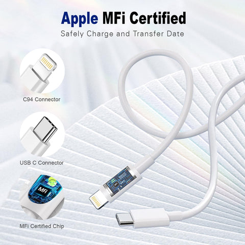USB C to Lightning Cable 1M 2Pack [Apple MFi Certified] iPhone Fast Charger Cable USB-C iPhone charger Lead PD Charging Cable for iPhone 14 13 12 11 Pro Max XS XR 8 Plus
