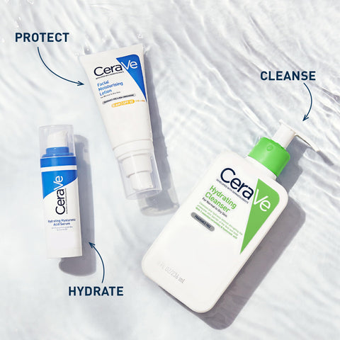 CeraVe Hydrating Cleanser, Face & Body, With 3 essential ceramides & hyaluronic acid, Fragrance & soap free, For normal to dry skin, 236 ml/8 oz