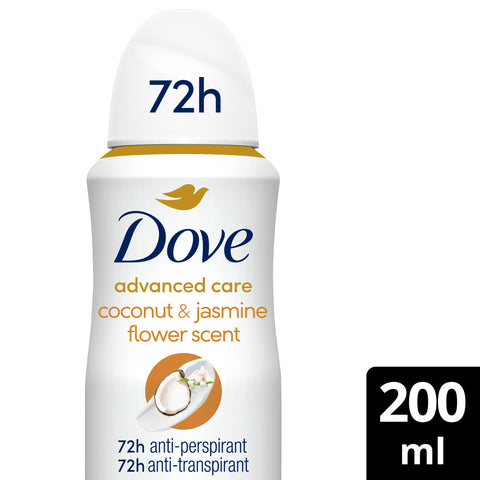 Dove Advanced Care Coconut & Jasmine Flower Scent Women's Antiperspirant Deodorant Body Spray with Pro-Ceramide technology for 72 hours of protection 200 ml