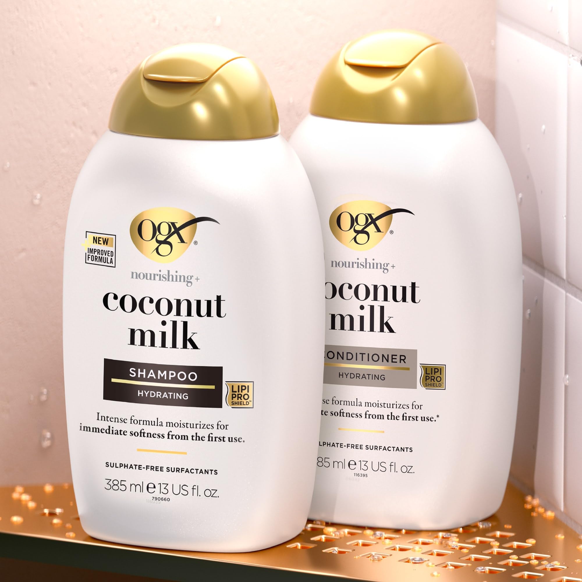 OGX Nourishing with Coconut Milk Hydrating Shampoo, Intensely Moisturizes for Immediate Softness from the First Use, Sulfate Free, 385ml
