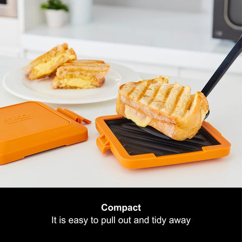 Morphy Richards Mico Microwave Toastie Sandwich Maker and Grill, Silicone Microwaveable Cookware, Non-stick Coating, Heatwave Technology, Compact, Dishwasher Safe, Quick/Easy Cooking, Orange, 511644