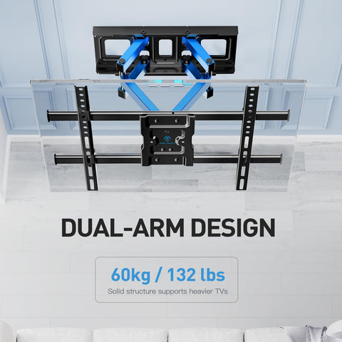 PERLESMITH TV Wall Bracket, for 37-85 Inch TVs up to 60kg, Swivel Tilt Extend TV Wall Mount, 55 65 inch Wall Brackets max VESA 600x400mm, PSPILFK1