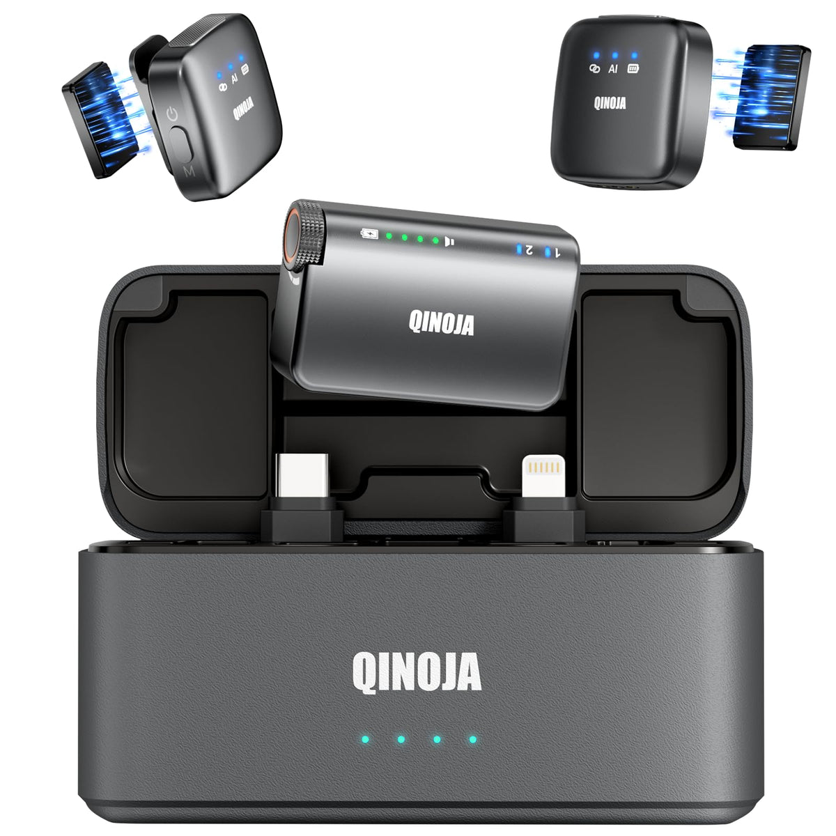 QINOJA Mini Wireless Lavalier Microphone - Ultra Compact Magnetic Clip, Lapel Mic for Vlog Interview Podcast Studio, Plug-Play Noise Reduction