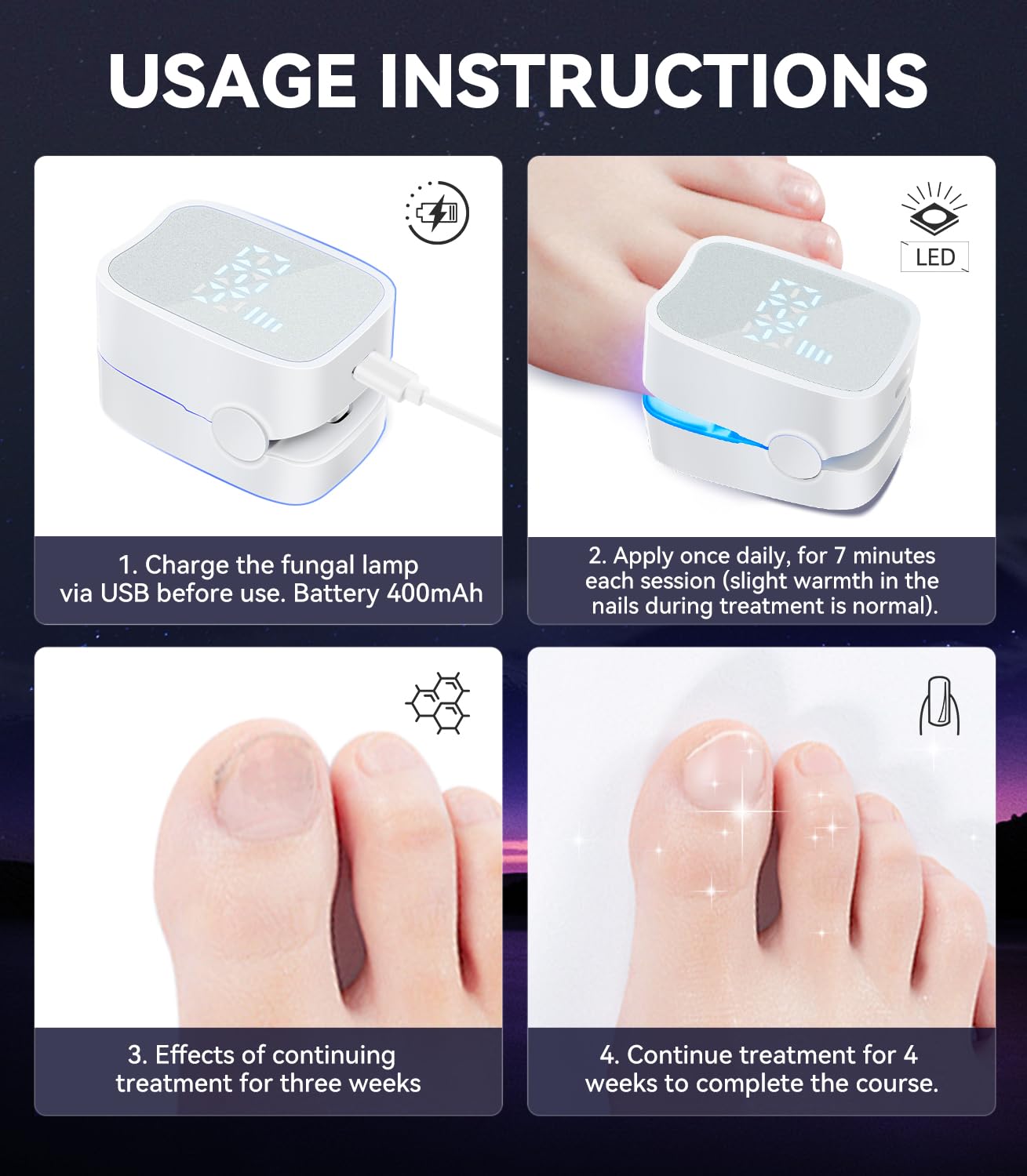 IUHFSIFS Upgrade Nail Fungus Laser Device【Industry NO.1 Innovation】Nail Fungus Treatment for Toenail Finger Nail Infection, 950nm Infrared 470nm Blue